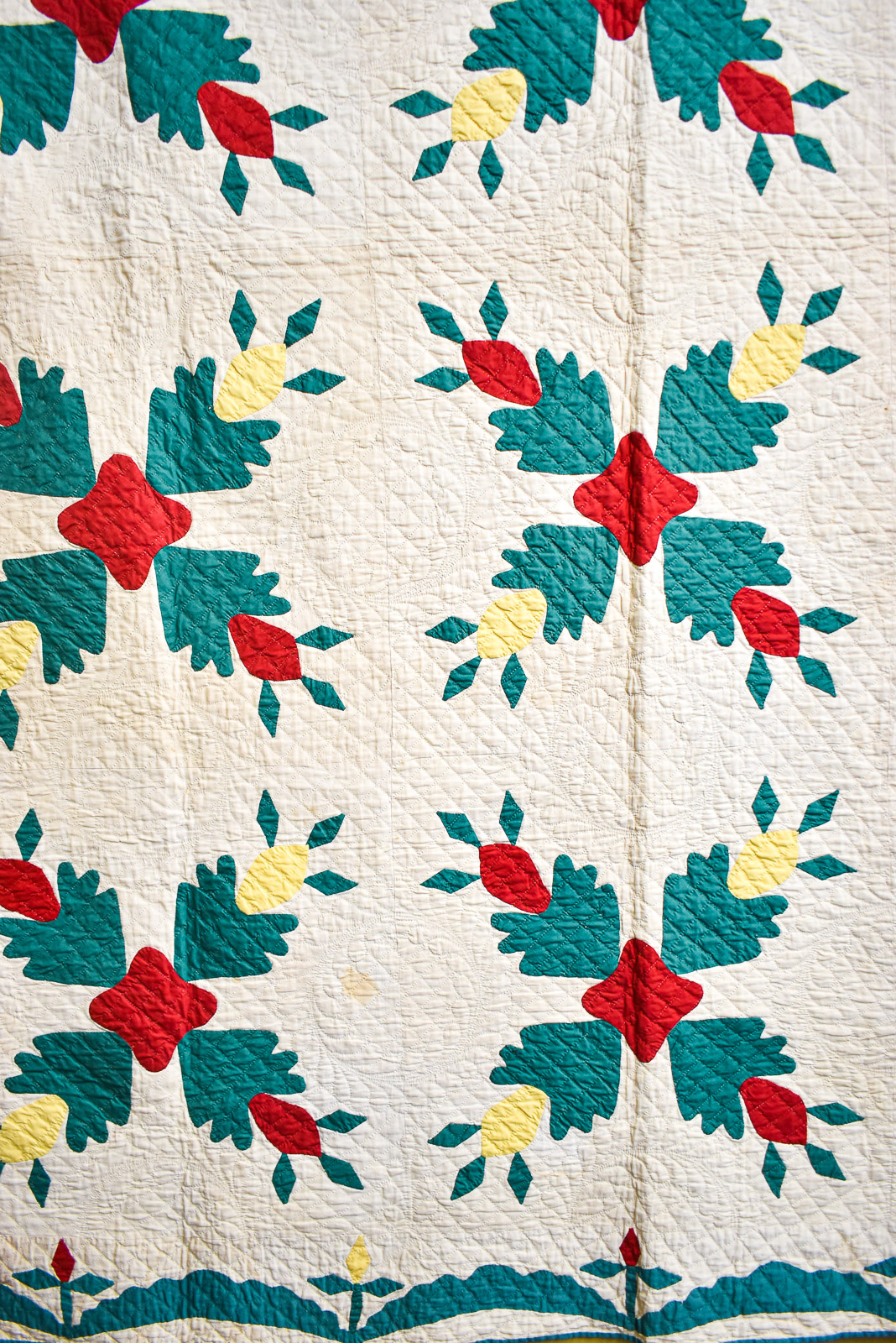 "FLOWERING ALMOND" TWELVE BLOCK APPLIQUE QUILT