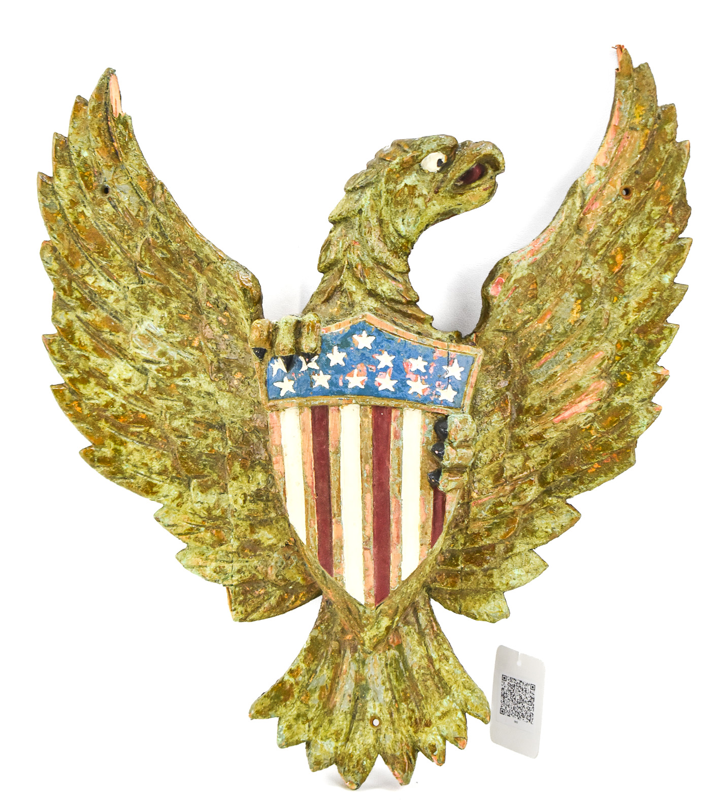 CARVED & PAINTED HANGING PATRIOTIC EAGLE
