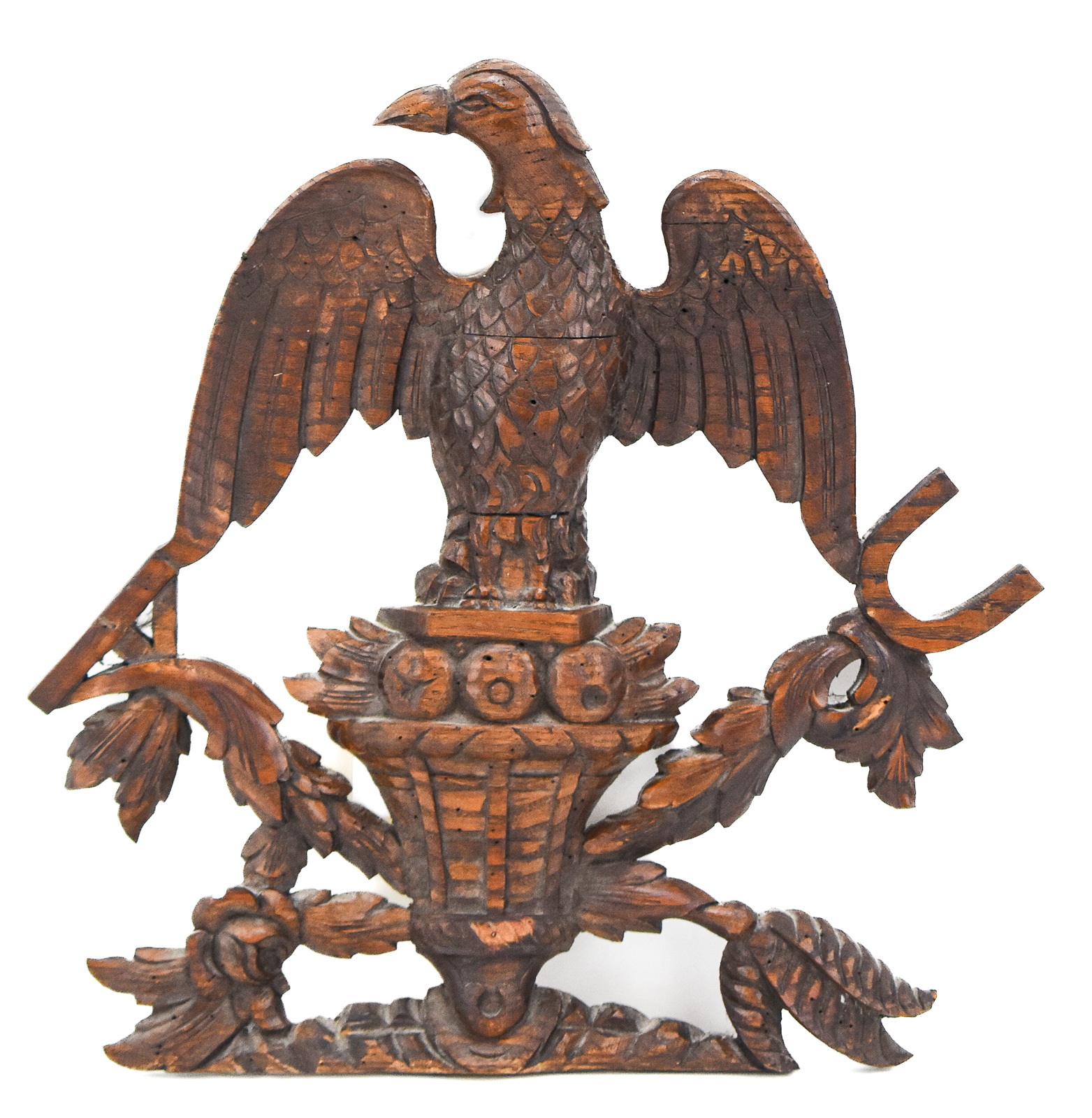 AMERICAN INDUSTRIAL FOLK-ART CARVED PERCHED EAGLE