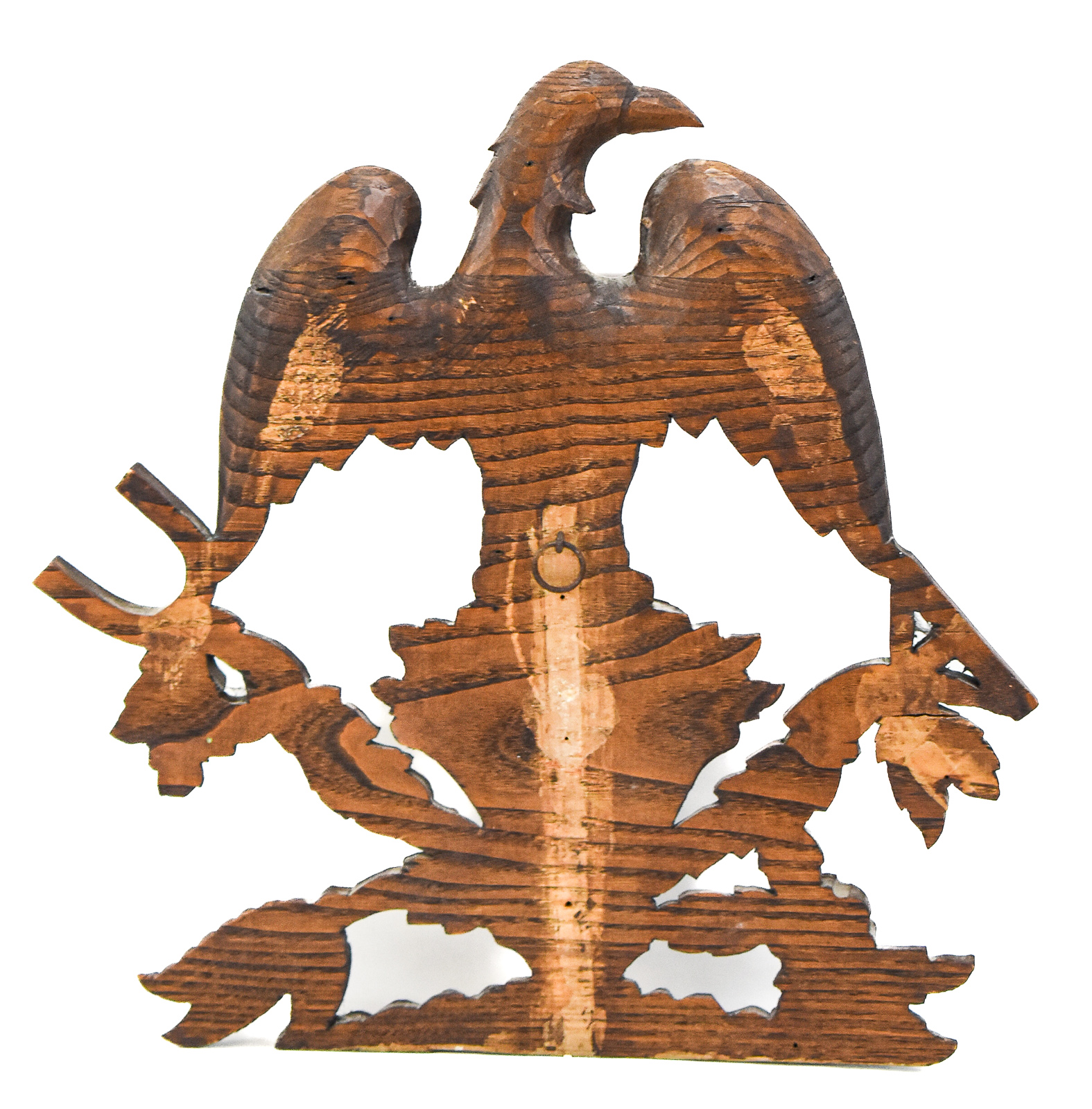 AMERICAN INDUSTRIAL FOLK-ART CARVED PERCHED EAGLE