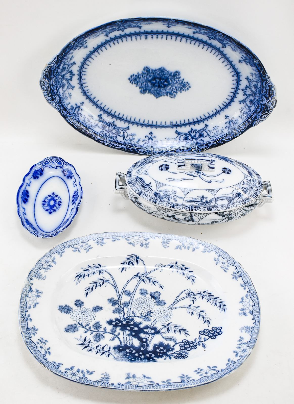FLOW BLUE AND CHINOISERIE TRANSFER WARE: W.H. GRINDLEY & COMPANY AND MORE