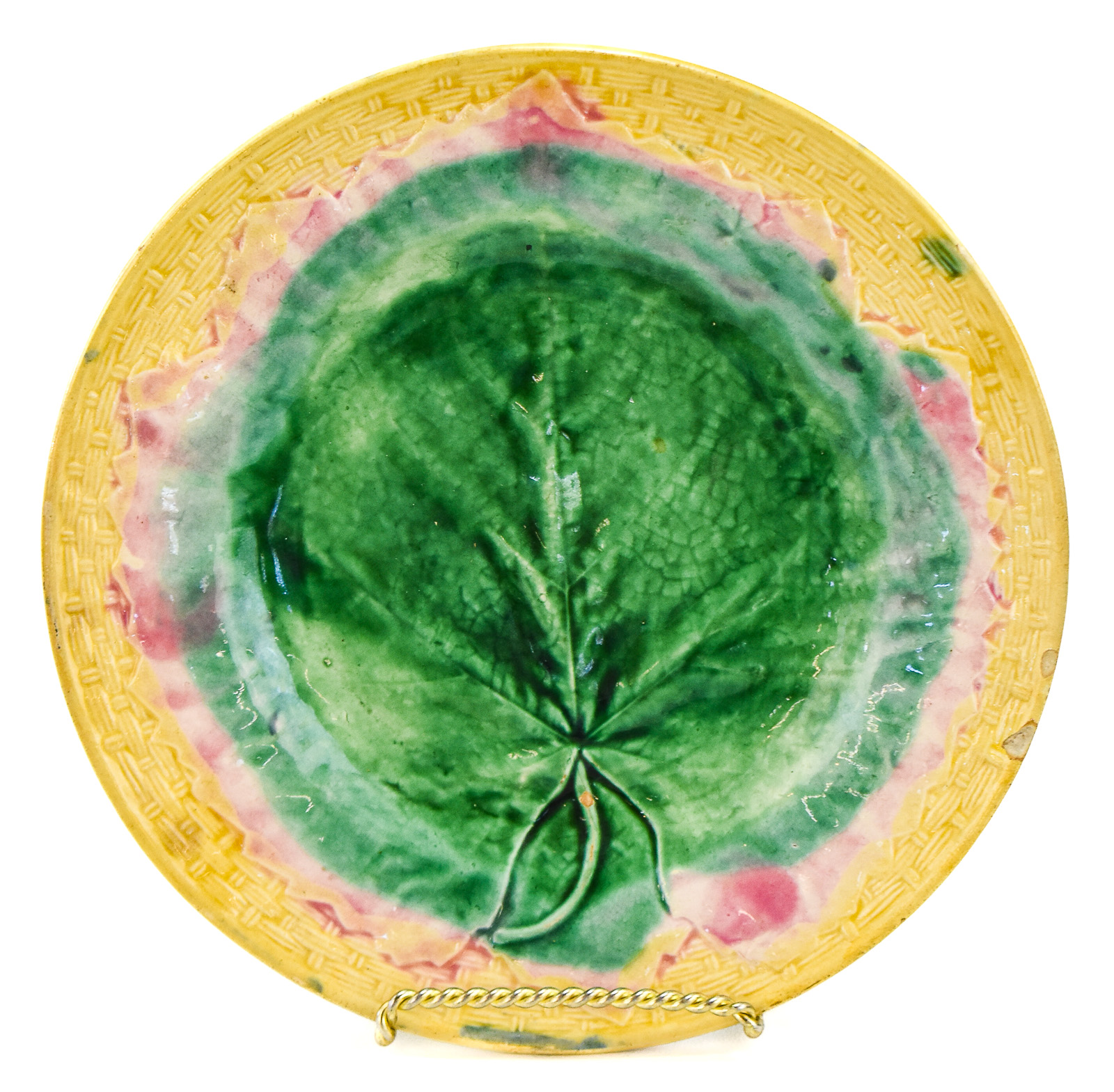 THREE 'VINE AND STRAWBERRY' MAJOLICA PLATES: WEDGWOOD, ETRUSCAN, AND MORE