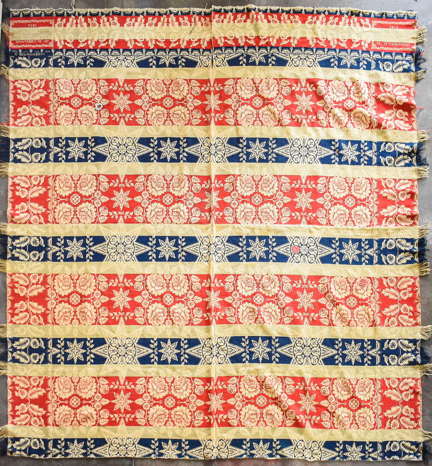 1855 WILLIAM HENRY GERNAND AMERICAN JACQUARD COVERLET