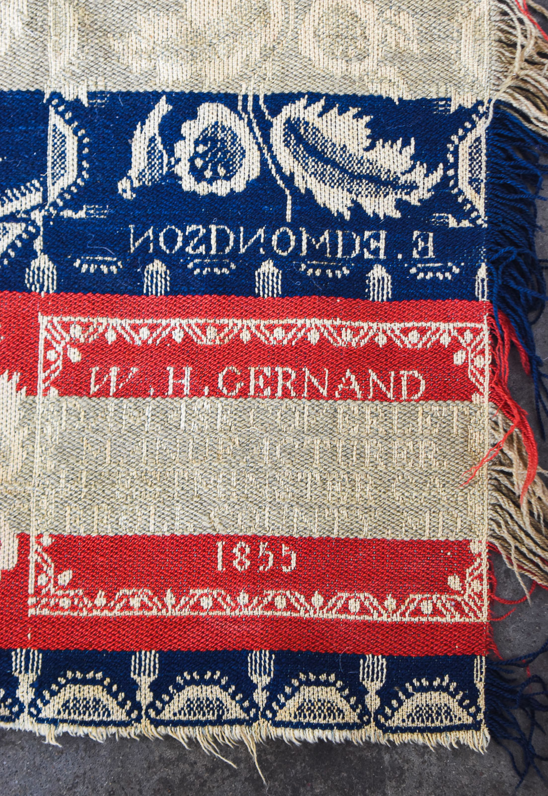 1855 WILLIAM HENRY GERNAND AMERICAN JACQUARD COVERLET