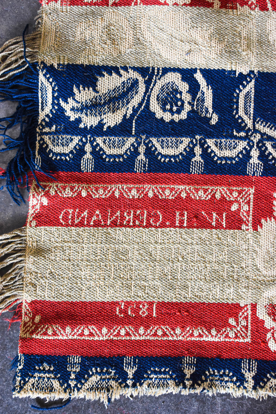 1855 WILLIAM HENRY GERNAND AMERICAN JACQUARD COVERLET