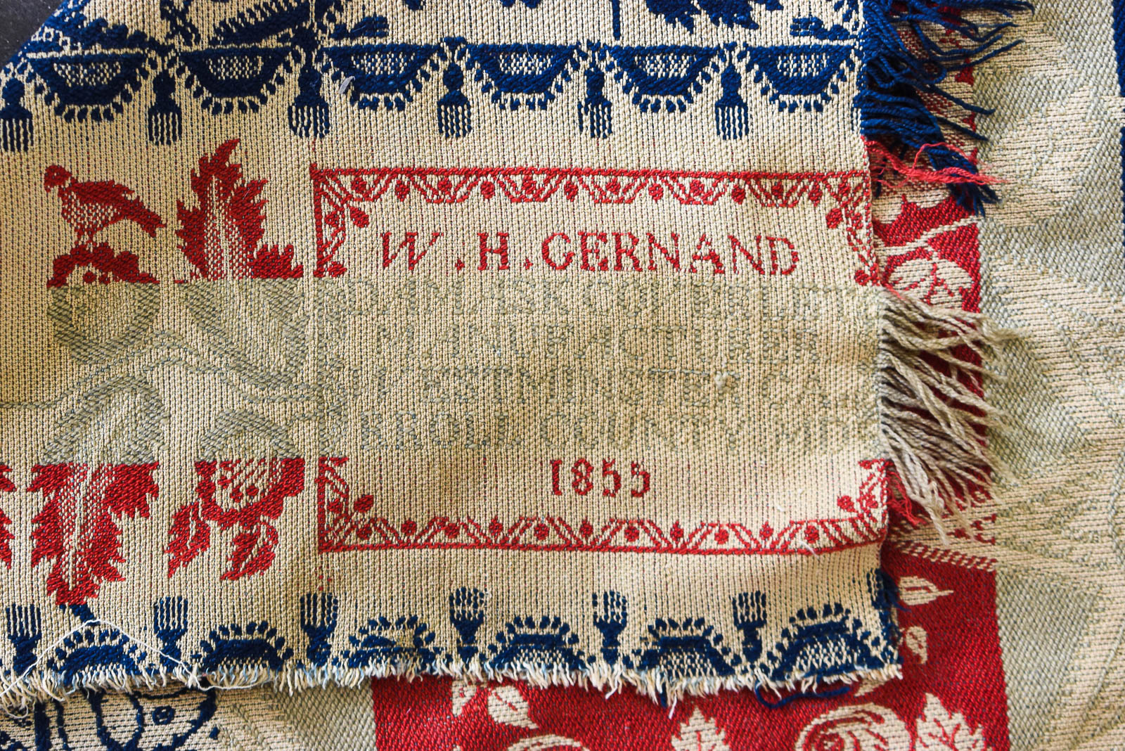 1855 WILLIAM HENRY GERNAND AMERICAN JACQUARD COVERLET