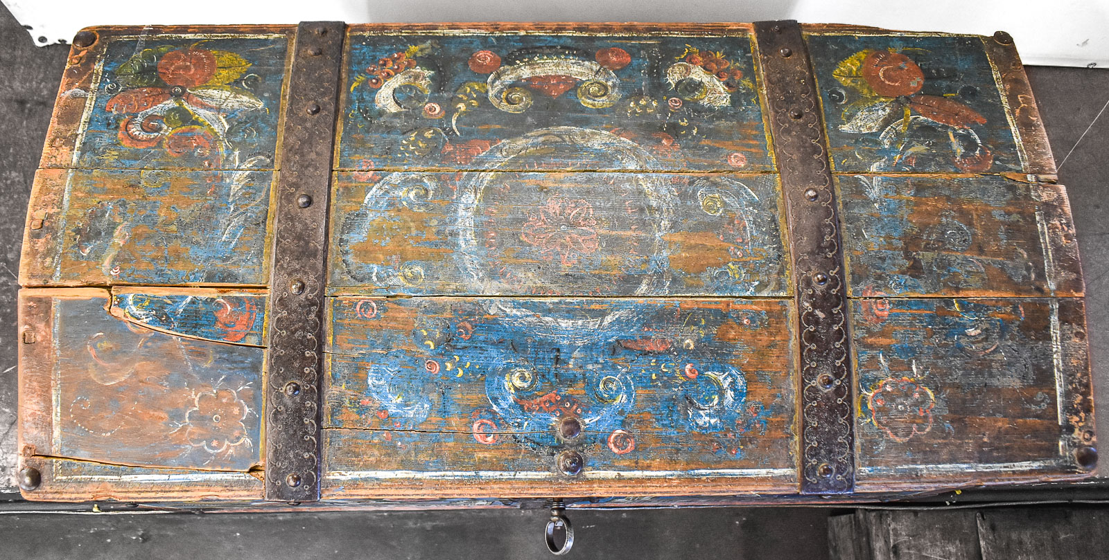 1872 INSCRIBED NORWEGIAN OS-STYLE ROSEMAILING FOLK ART DOWRY CHEST