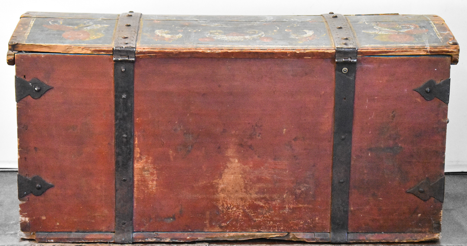 1872 INSCRIBED NORWEGIAN OS-STYLE ROSEMAILING FOLK ART DOWRY CHEST
