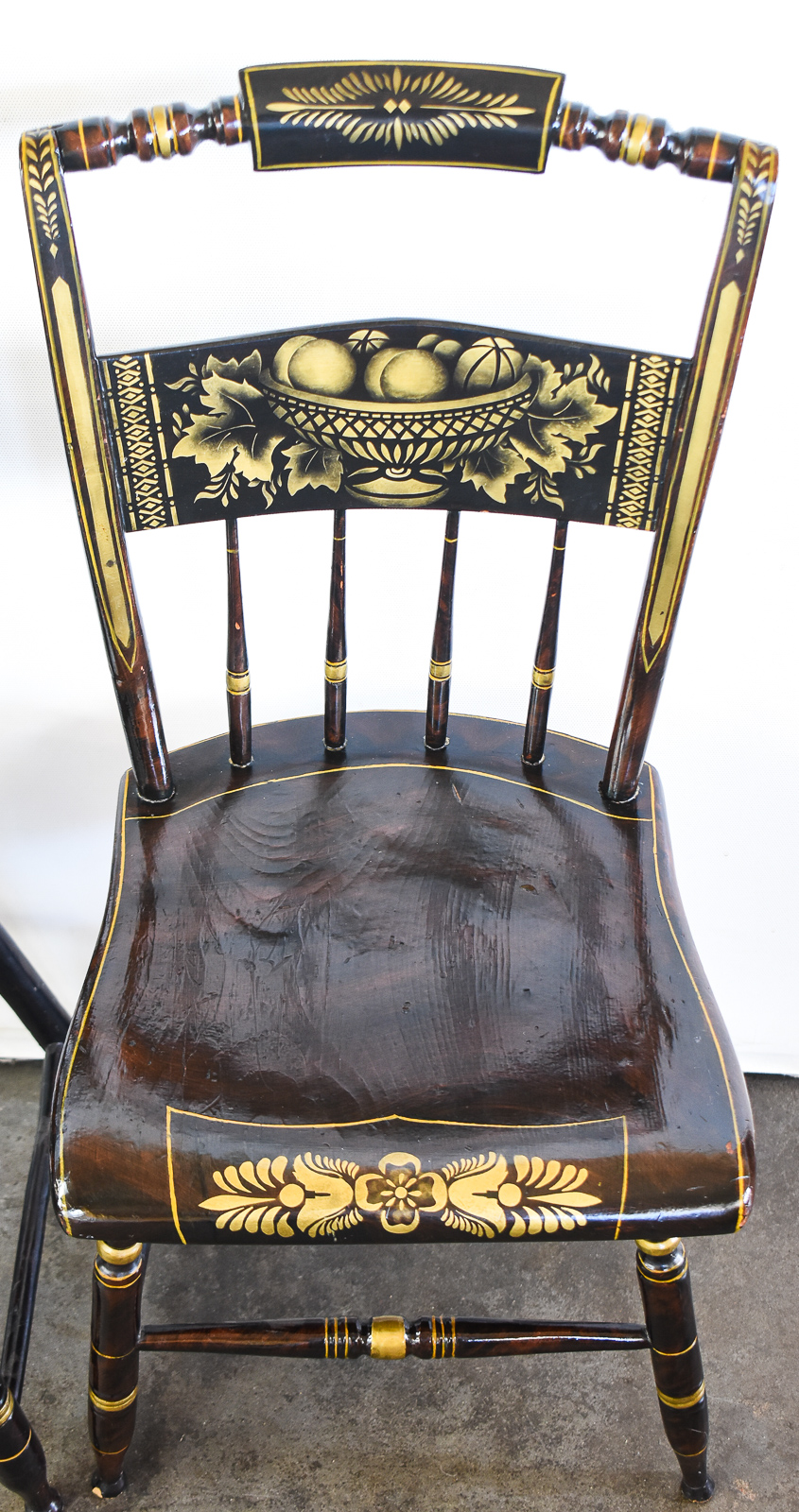 SET OF THREE WOODEN HITCHCOCK STYLE CHAIRS