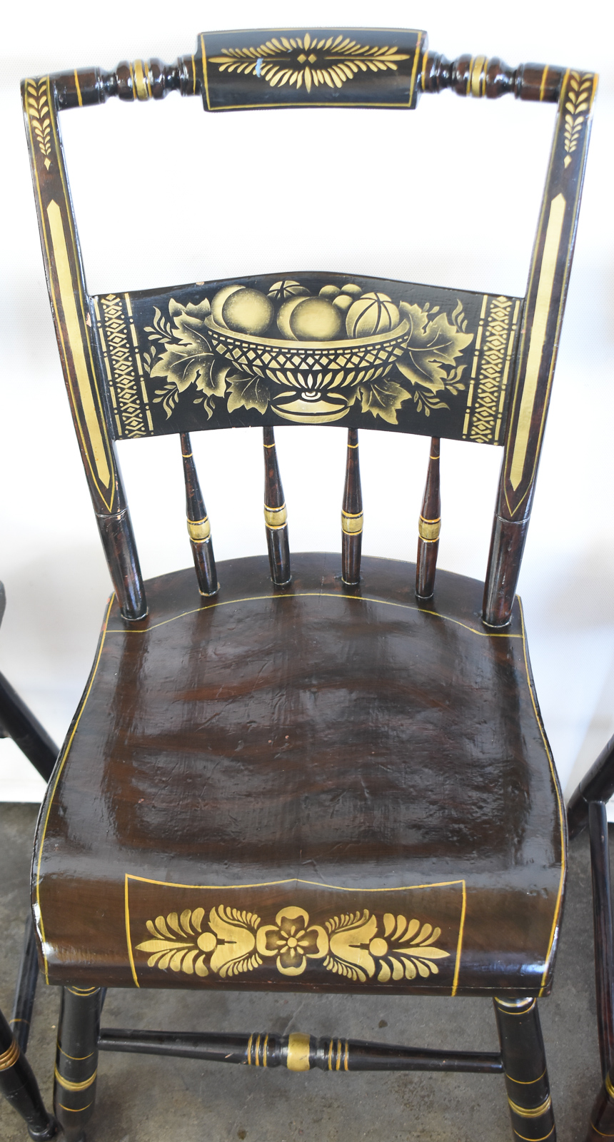 SET OF THREE WOODEN HITCHCOCK STYLE CHAIRS