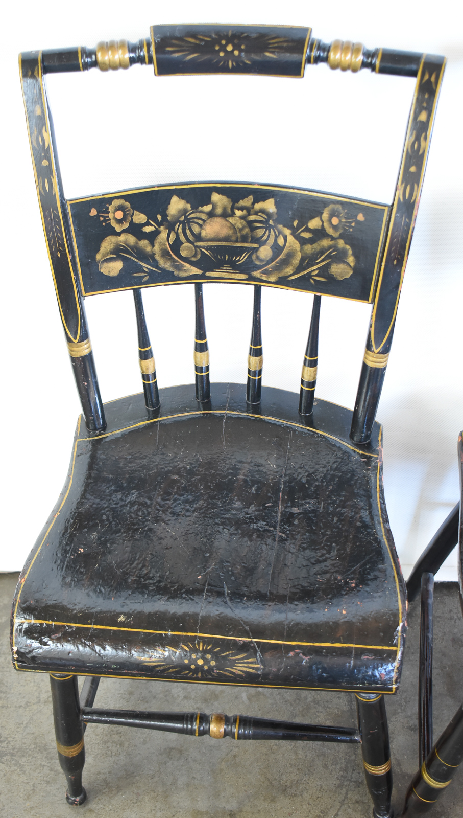 SET OF THREE WOODEN HITCHCOCK STYLE CHAIRS
