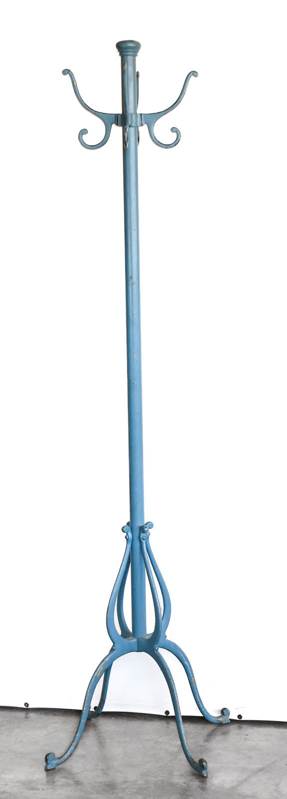 VICTORIAN STYLE BLUE-PAINTED METAL COAT RACK