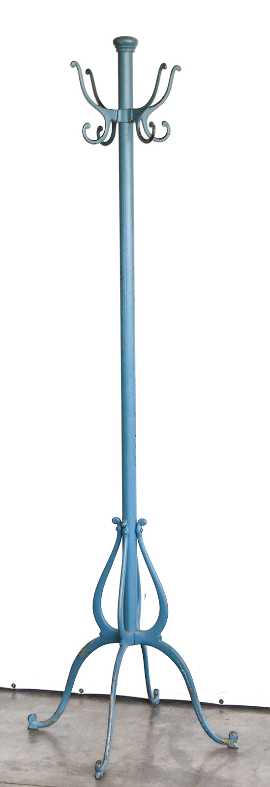 VICTORIAN STYLE BLUE-PAINTED METAL COAT RACK