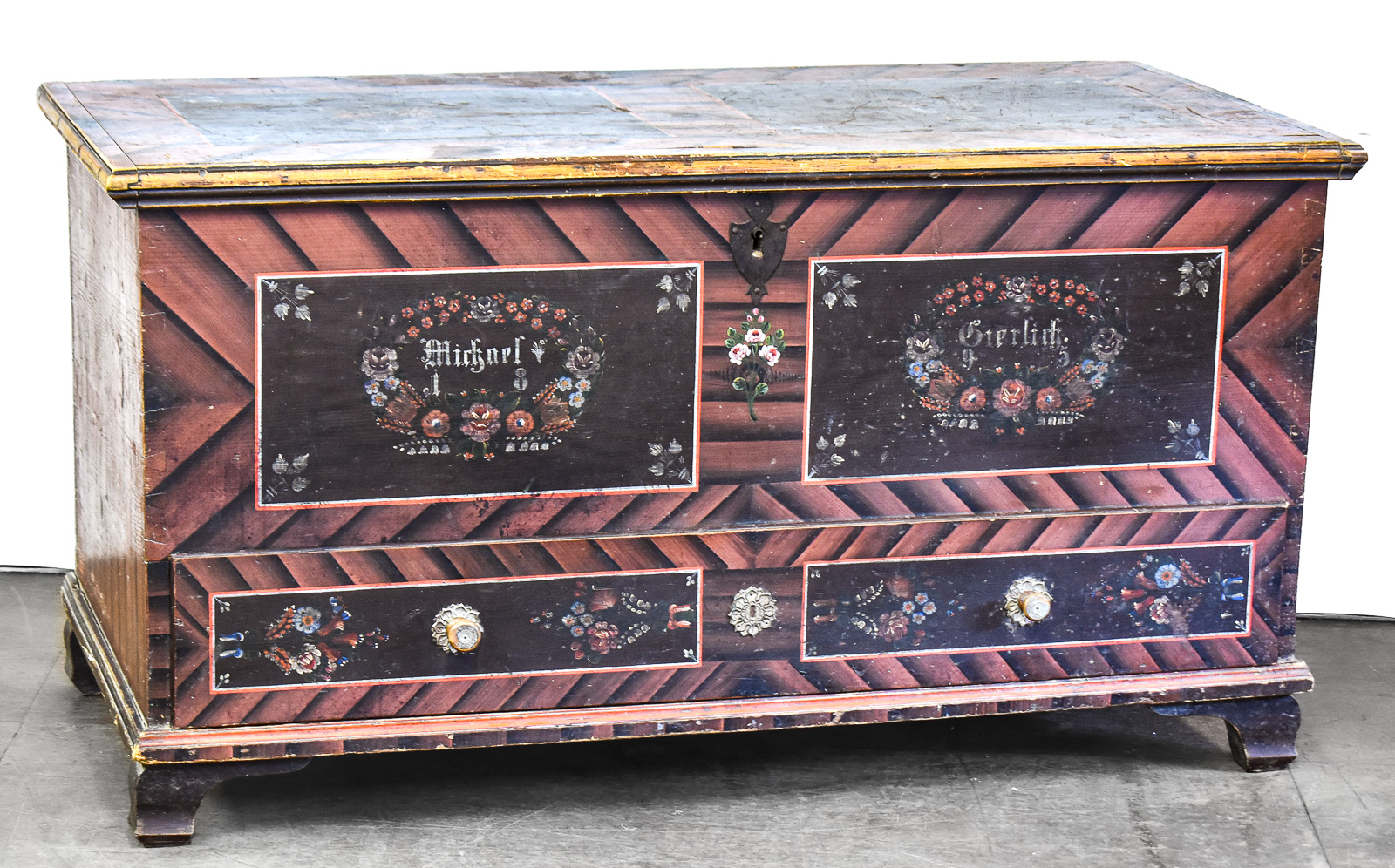 1895 INSCRIBED SAXON FOLK ART MARRIAGE BLANKET CHEST