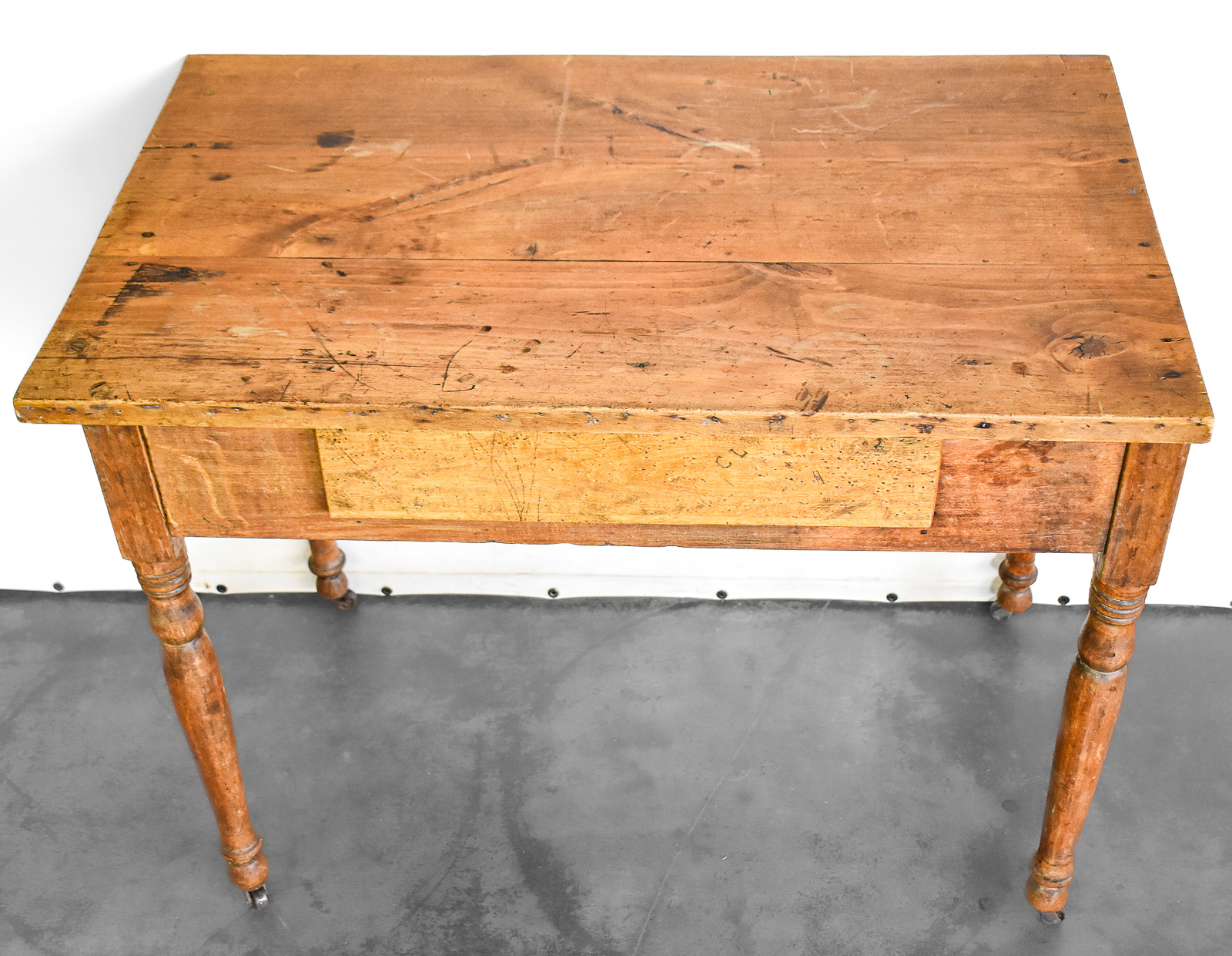 PRIMITIVE COUNTRY PINE KITCHEN WORK TABLE