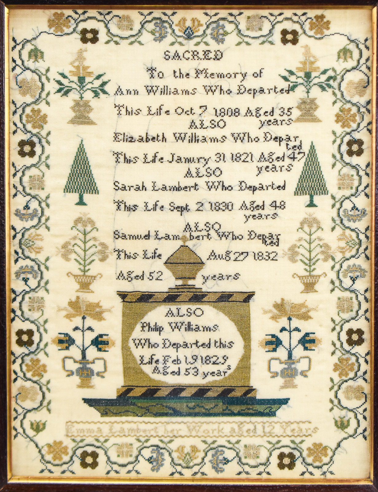 SET OF ONE MOURNING SAMPLER AND ONE FAMILY REGISTER