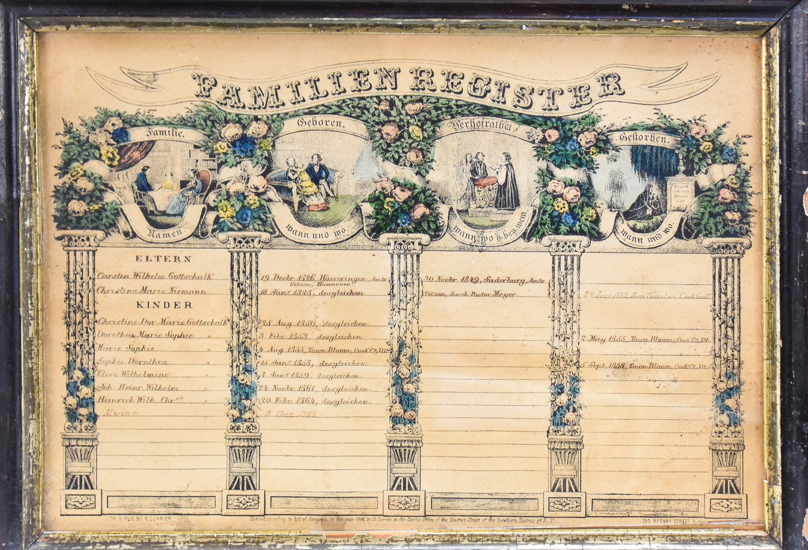 SET OF ONE MOURNING SAMPLER AND ONE FAMILY REGISTER