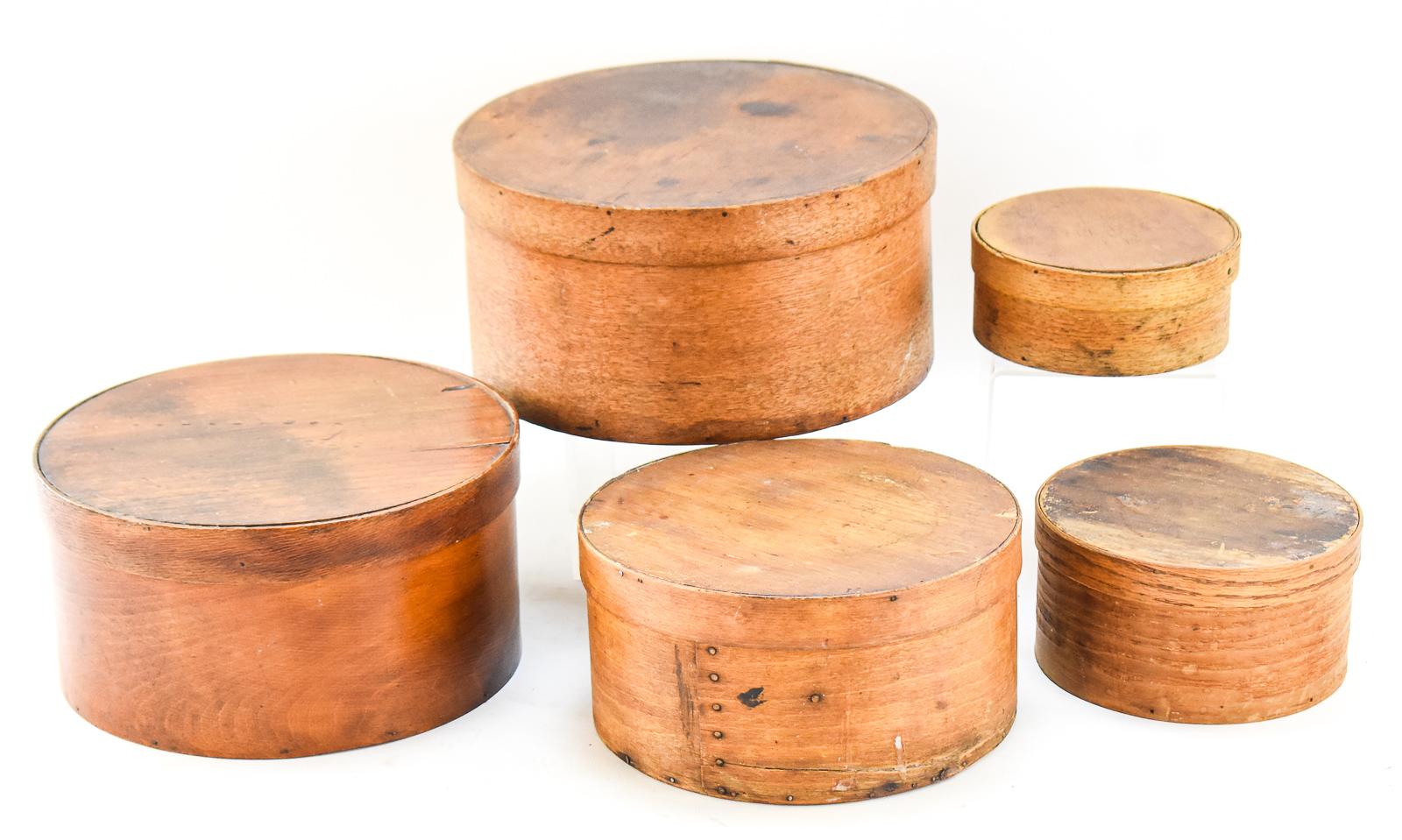 FIVE BENTWOOD PANTRY BOXES