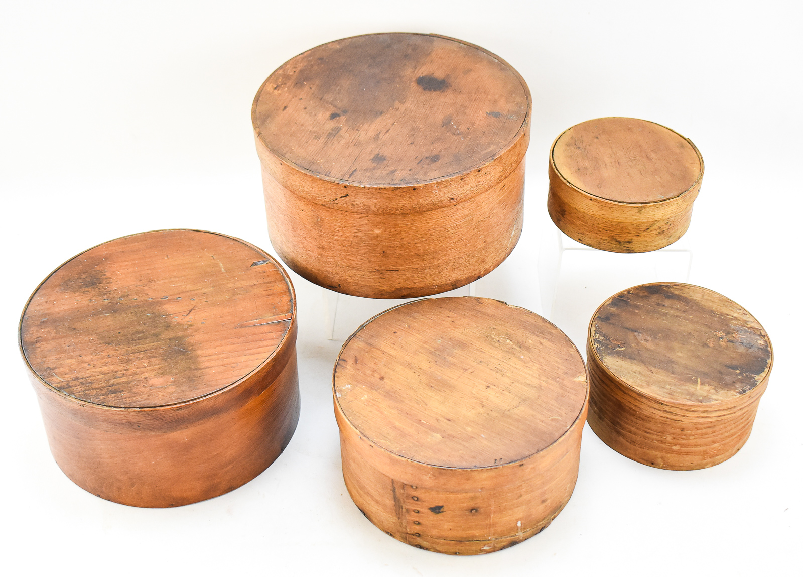FIVE BENTWOOD PANTRY BOXES
