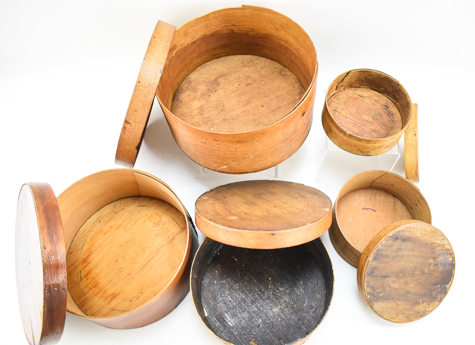 FIVE BENTWOOD PANTRY BOXES