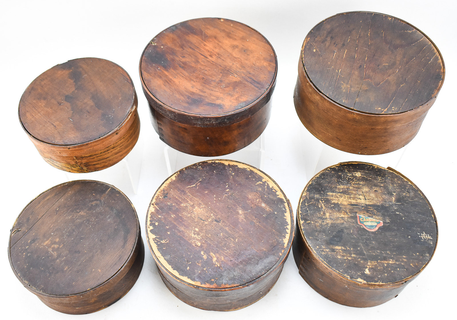 SIX BENTWOOD PANTRY BOXES