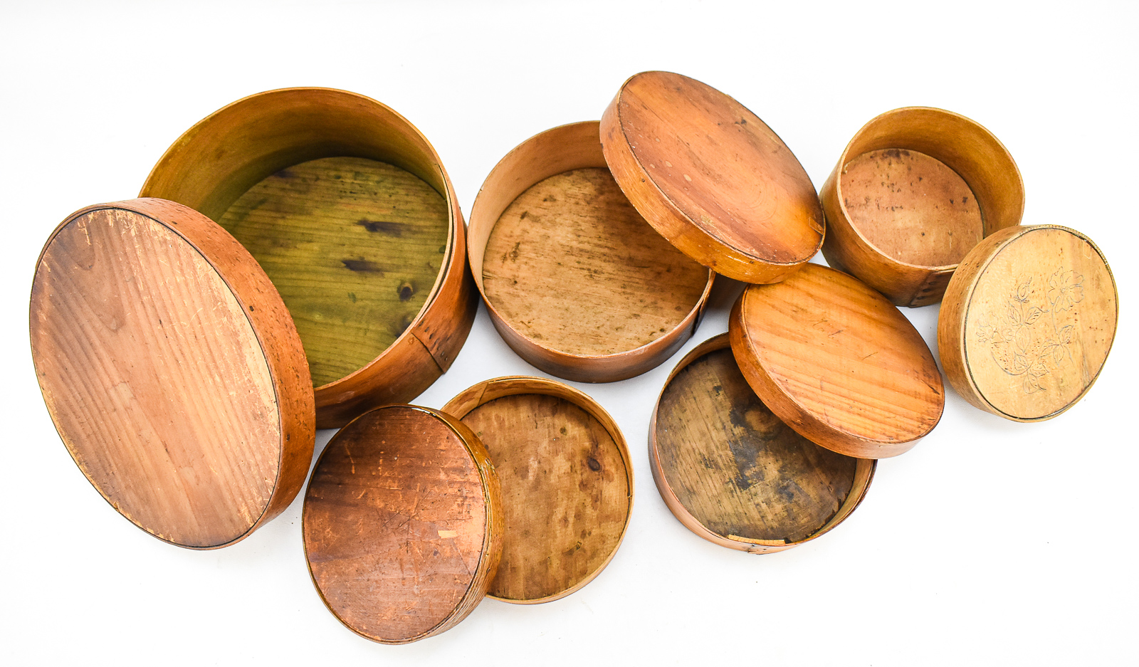 FIVE BENTWOOD PANTRY BOXES