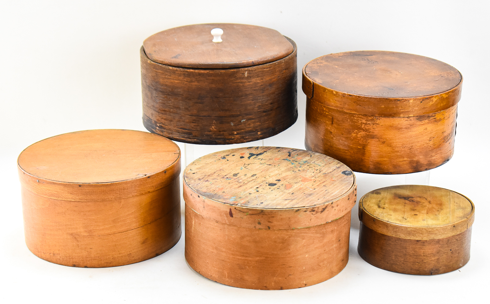 FIVE LIDDED SHAKER-STLYE PANTRY BOXES