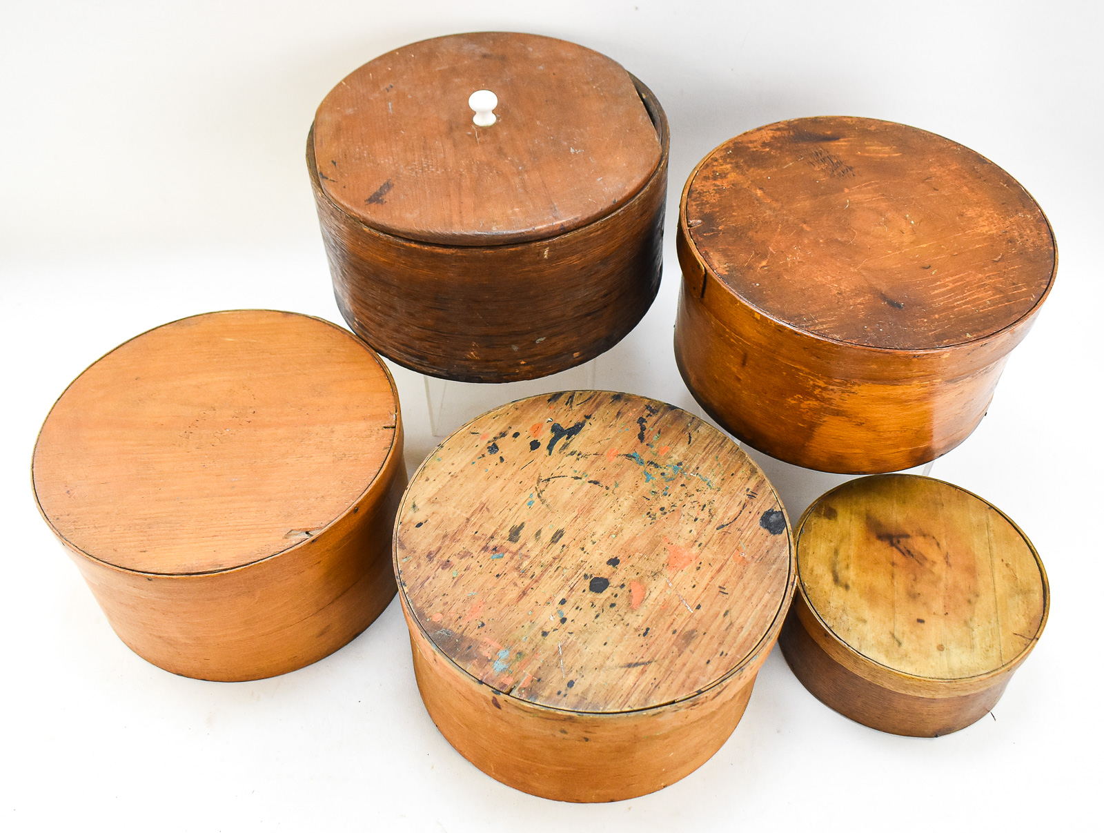 FIVE LIDDED SHAKER-STLYE PANTRY BOXES