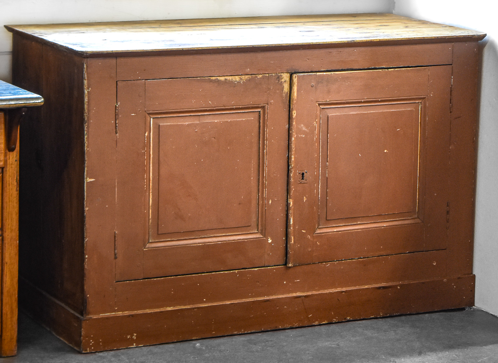 AMERICAN PRIMITIVE-STYLE PAINTED PINE TWO-DOOR CUPBOARD
