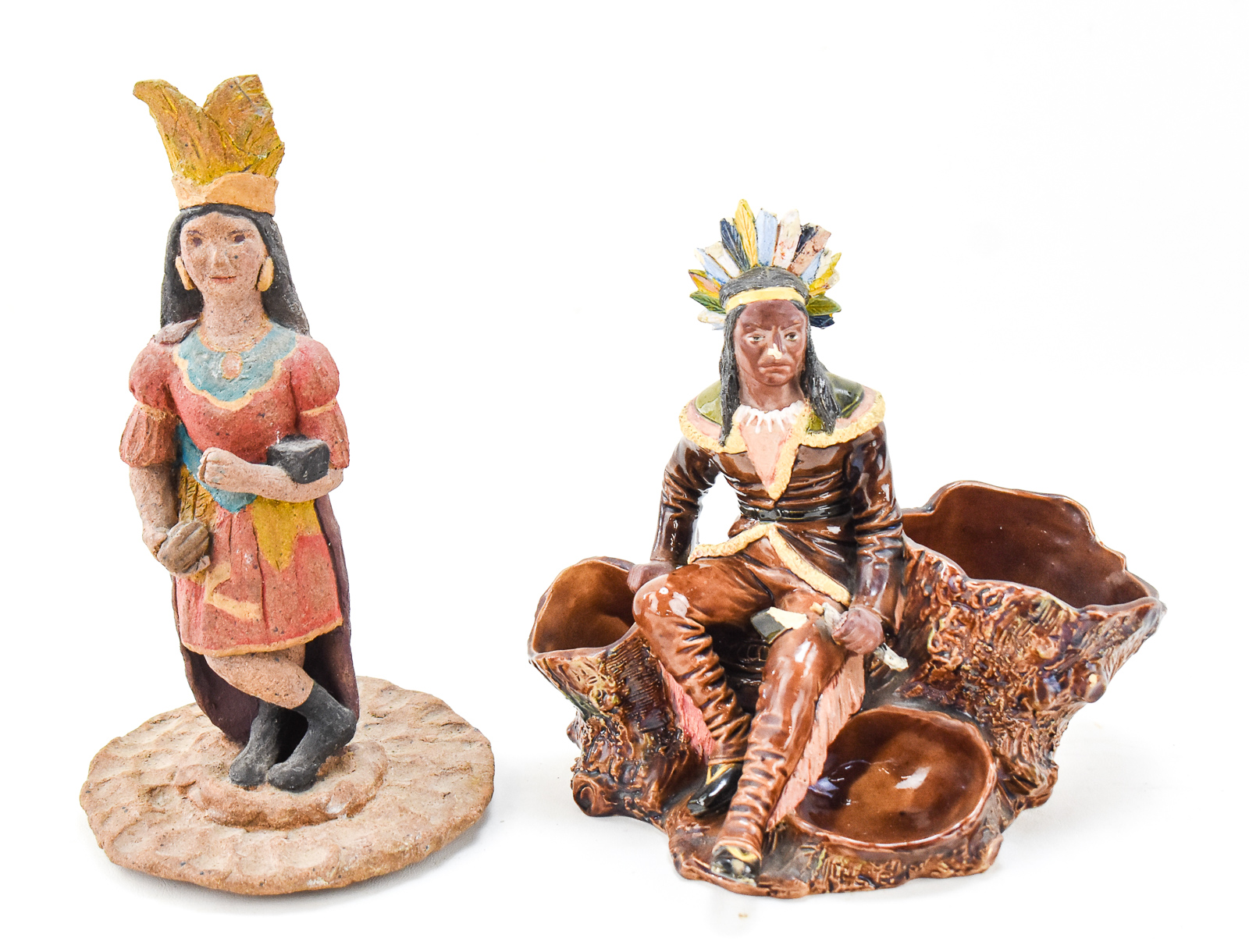 TWO NATIVE AMERICAN FIGURAL CHIEFS