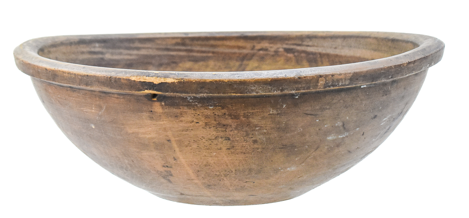 THREE PRIMITIVE-STYLE HAND-TURNED WOOD BOWLS