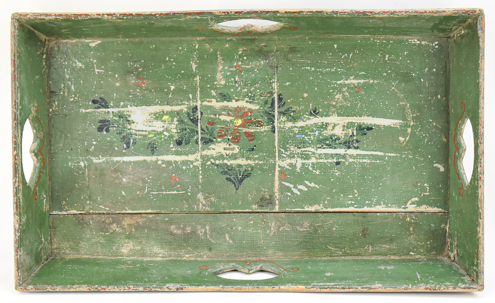 GREEN-PAINTED APPLE TRAY