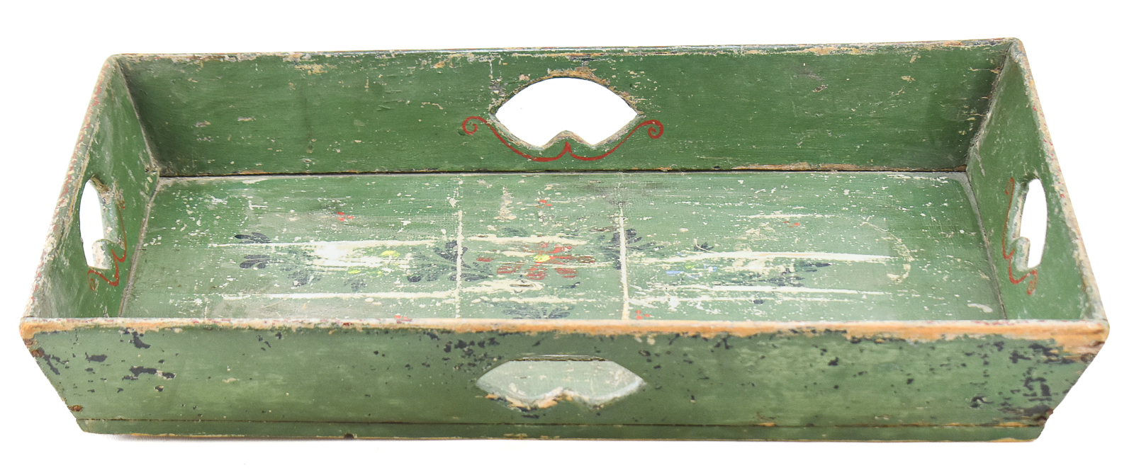 GREEN-PAINTED APPLE TRAY