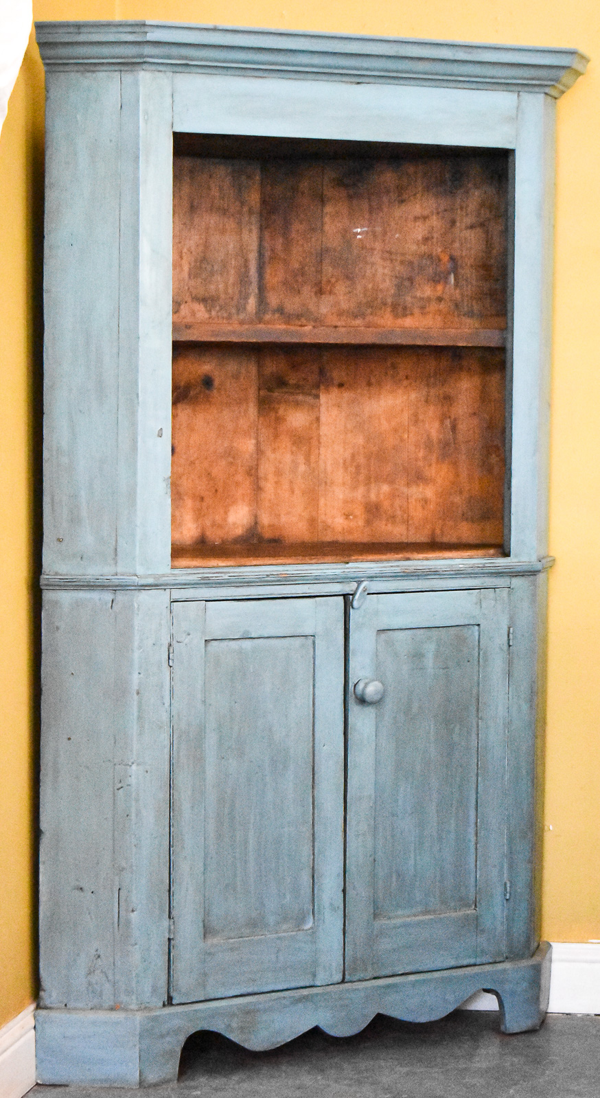 BLUE PAINTED PINE CORNER CABINET