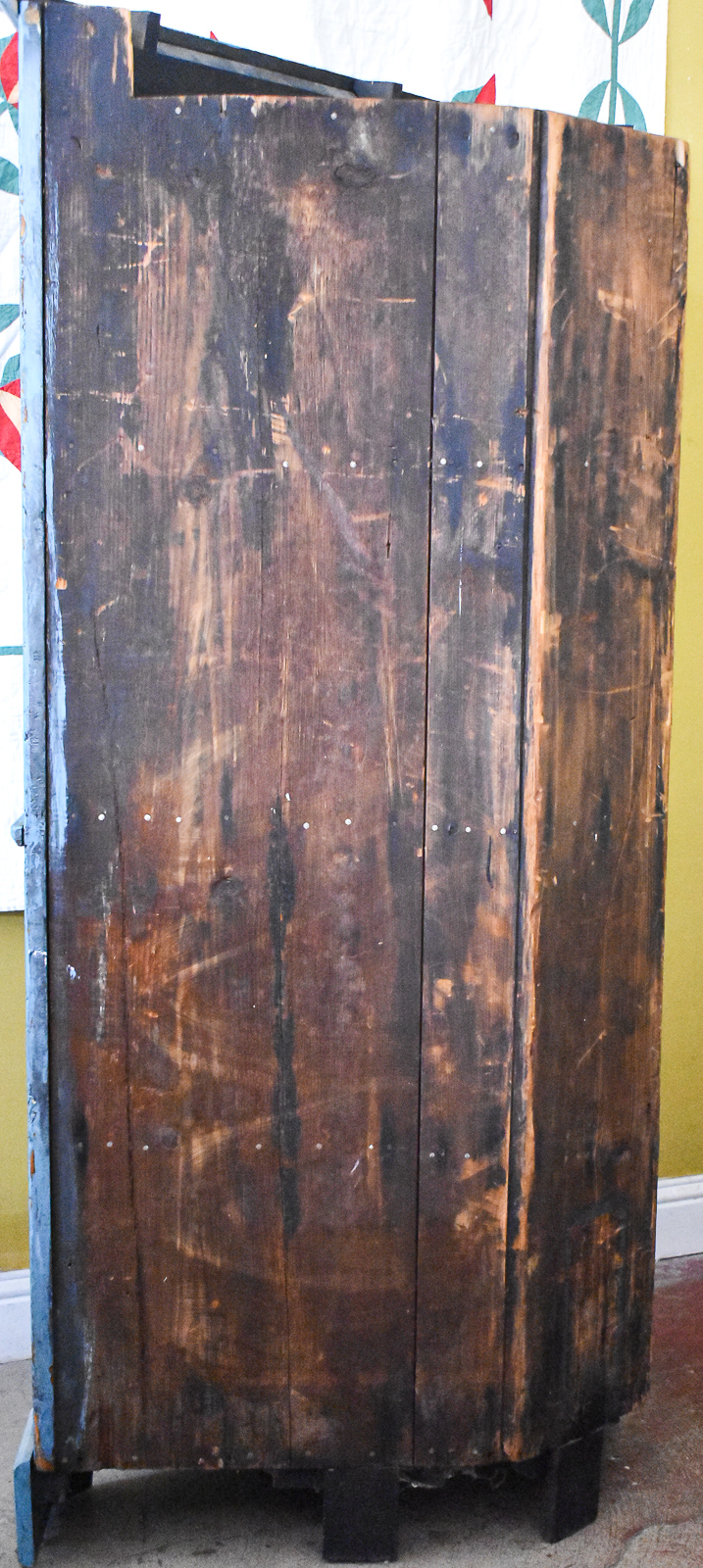 BLUE PAINTED PINE CORNER CABINET