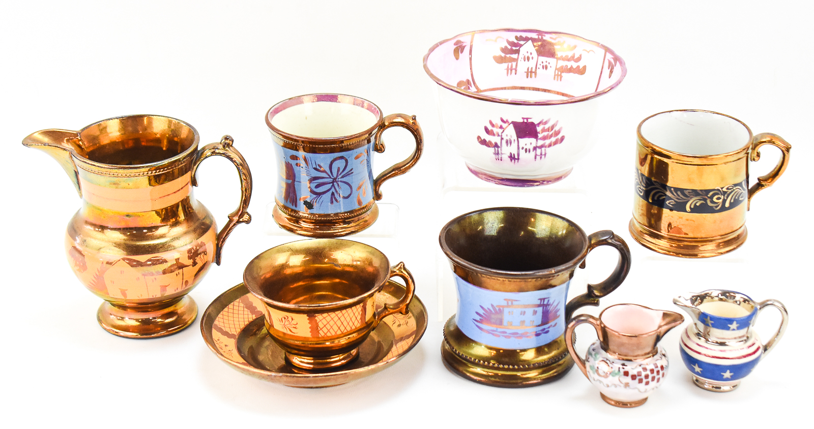 ENGLISH COPPER LUSTERWARE POTTERY ASSORTMENT