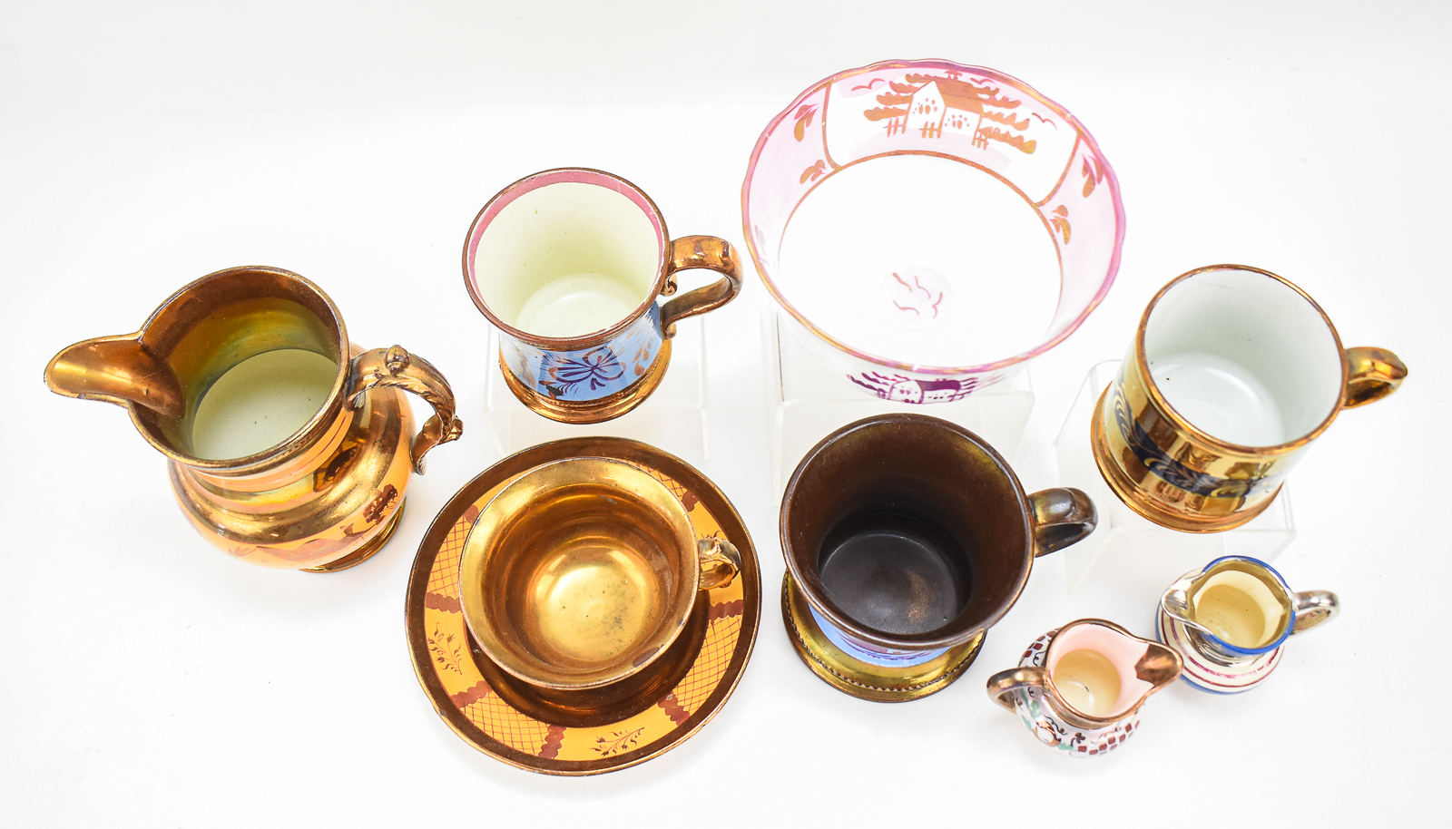 ENGLISH COPPER LUSTERWARE POTTERY ASSORTMENT
