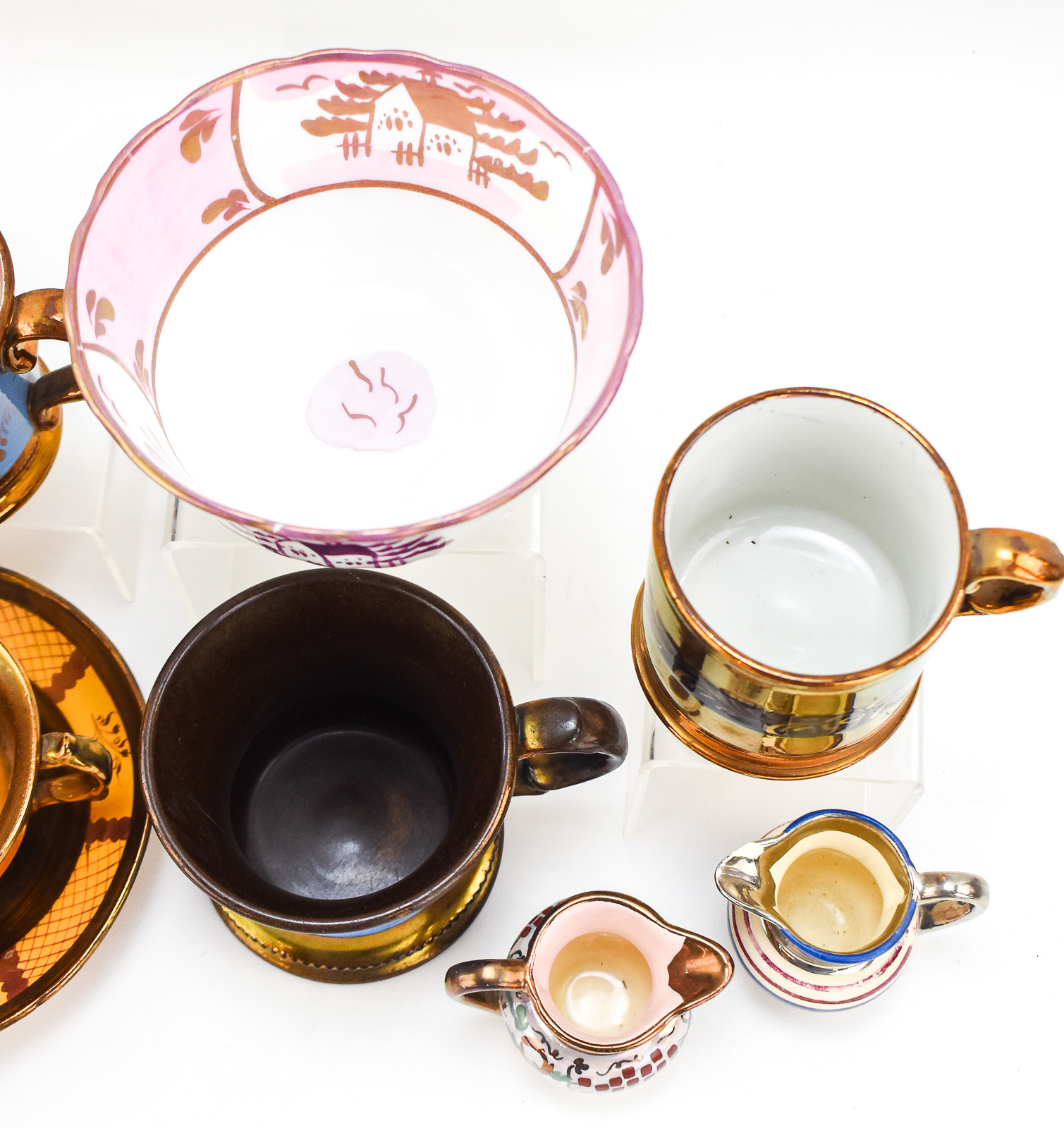 ENGLISH COPPER LUSTERWARE POTTERY ASSORTMENT