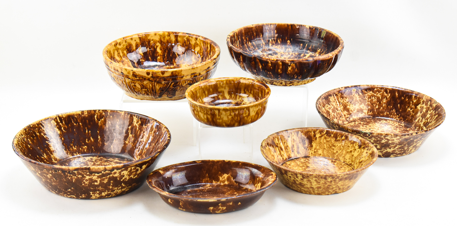 ROCKINGHAM-GLAZED YELLOW WARE MIXING BOWLS