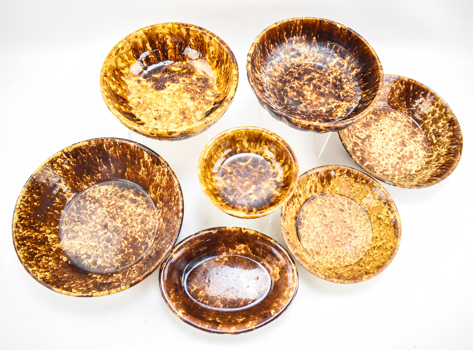 ROCKINGHAM-GLAZED YELLOW WARE MIXING BOWLS