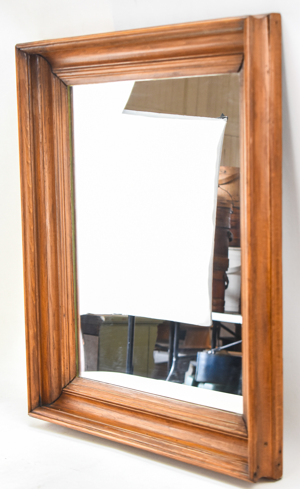 WALNUT WOOD FRAMED RECTANGULAR MIRROR