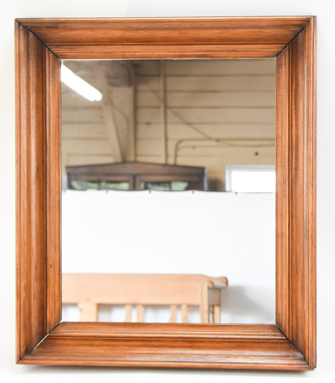 WALNUT WOOD FRAMED RECTANGULAR MIRROR