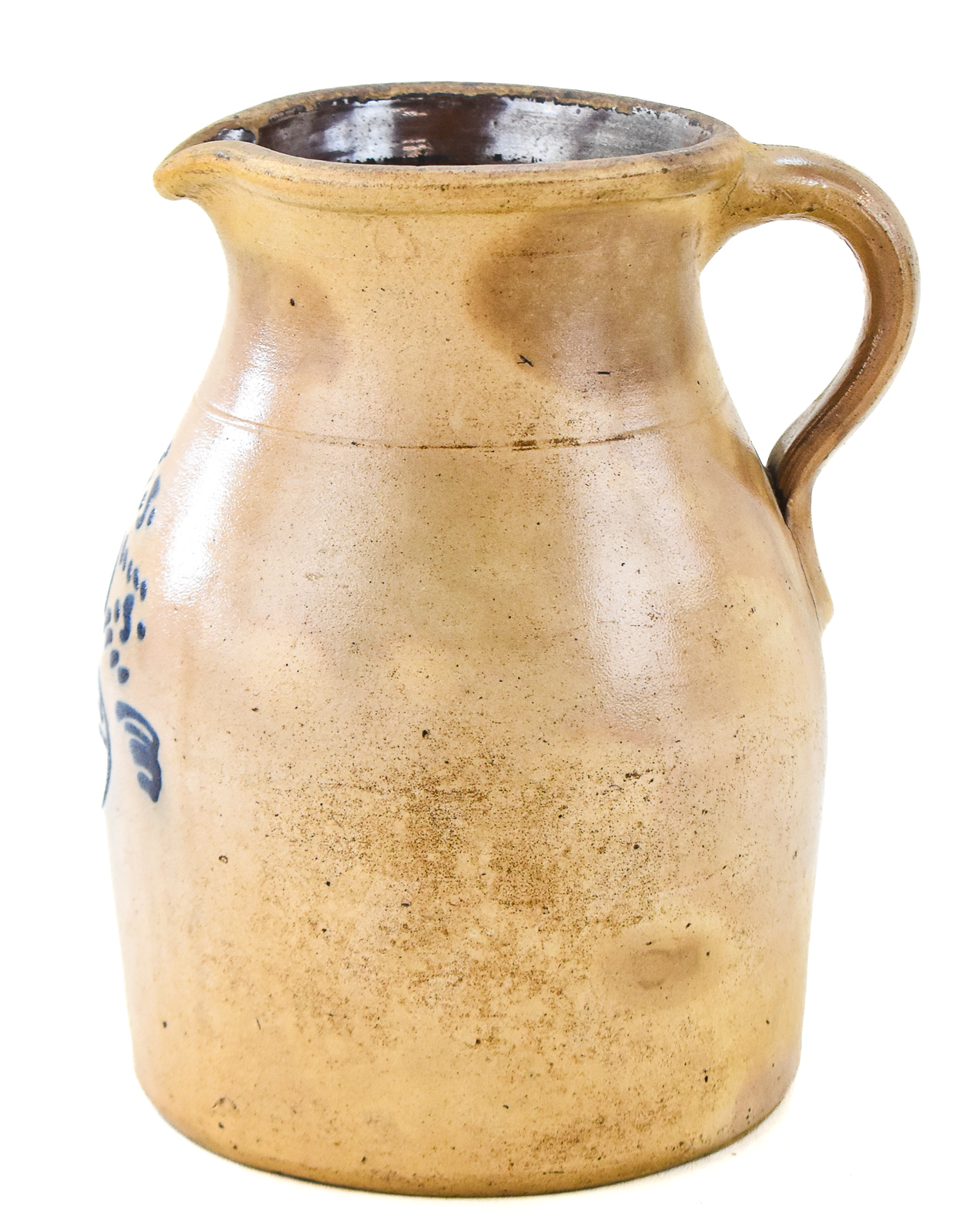 ONE GALLON STONEWARE PITCHER WITH COBALT FLORAL