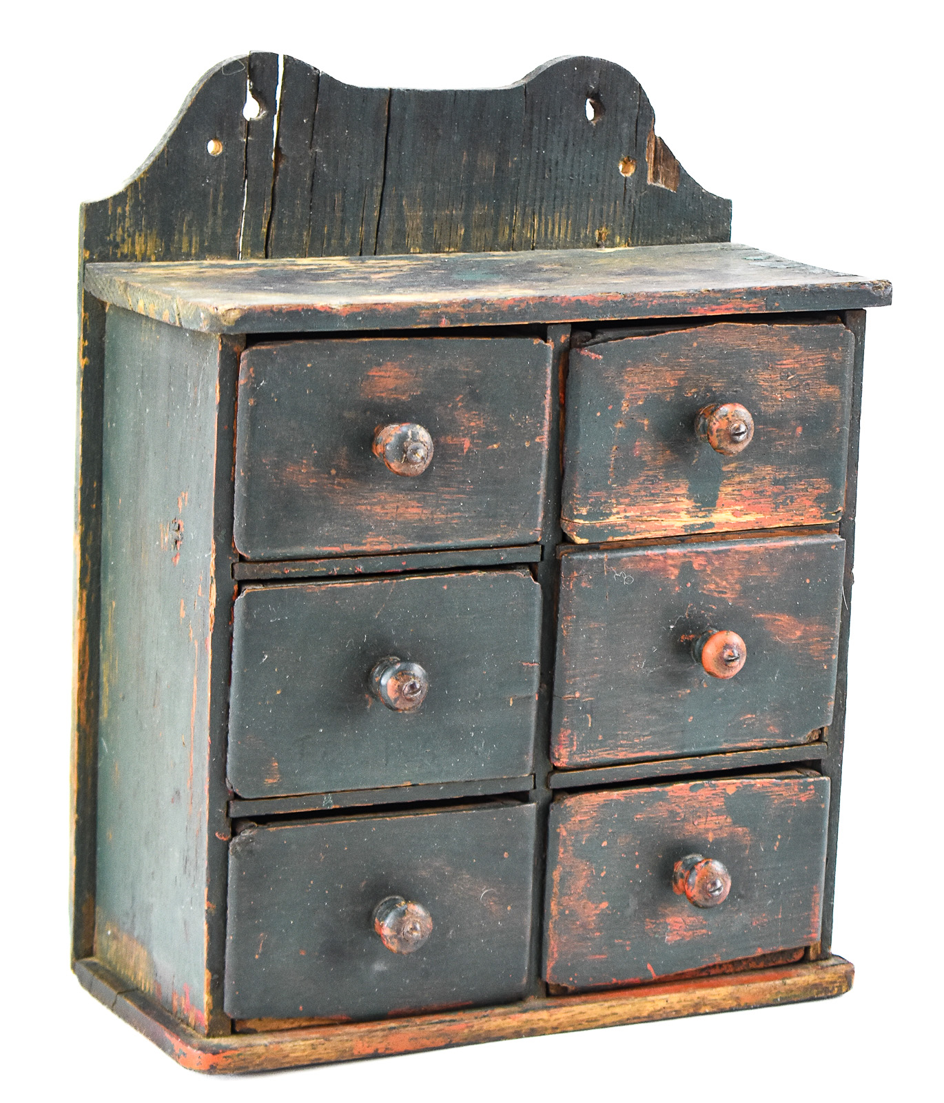 PRIMITIVE-STYLE BLACK-STAINED SPICE CABINET