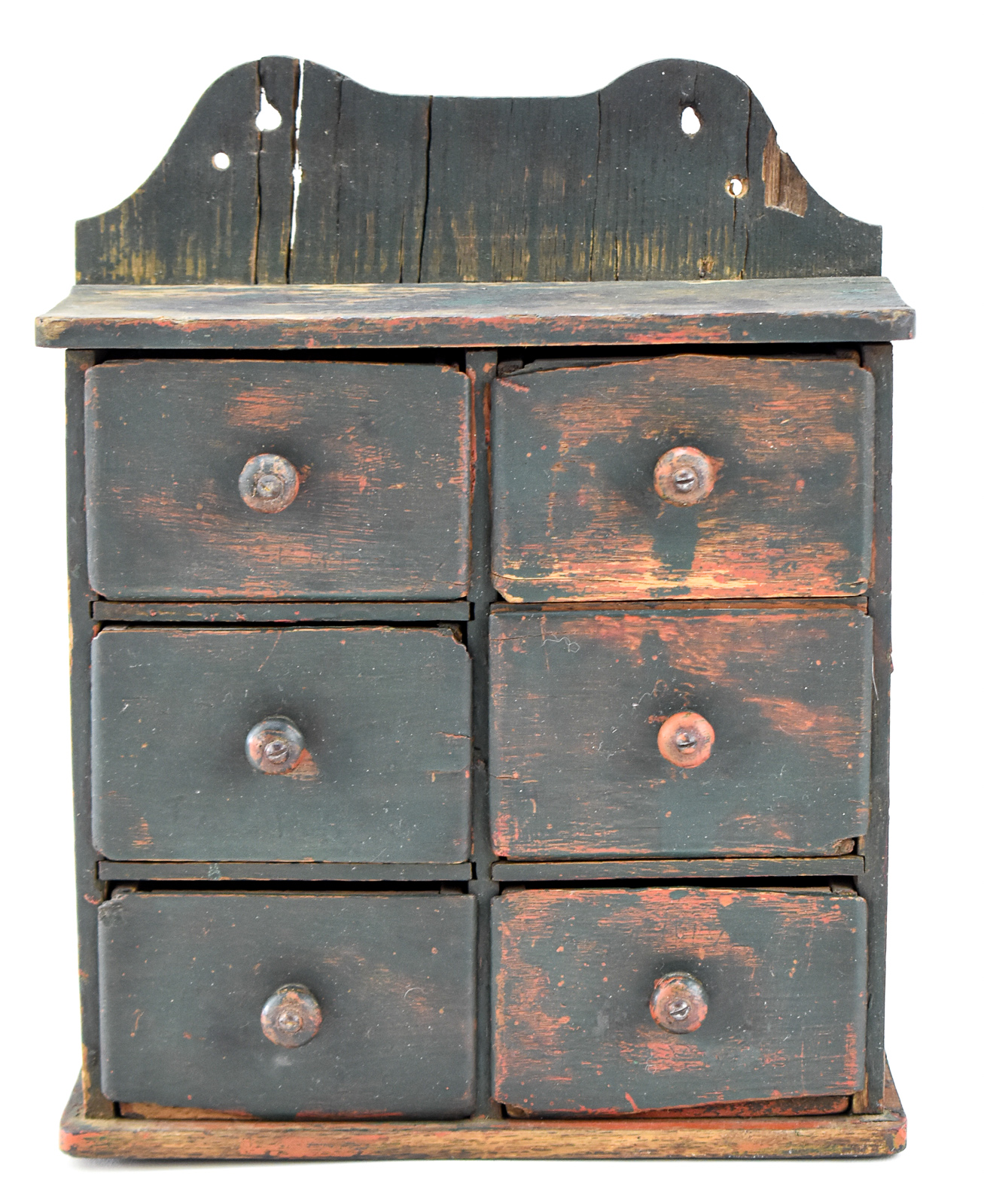 PRIMITIVE-STYLE BLACK-STAINED SPICE CABINET