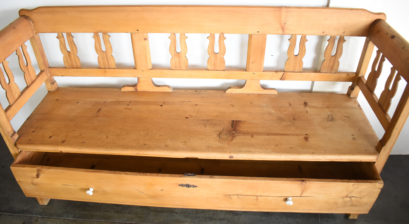 SWEDISH PINE SETTLE BENCH WITH STORAGE