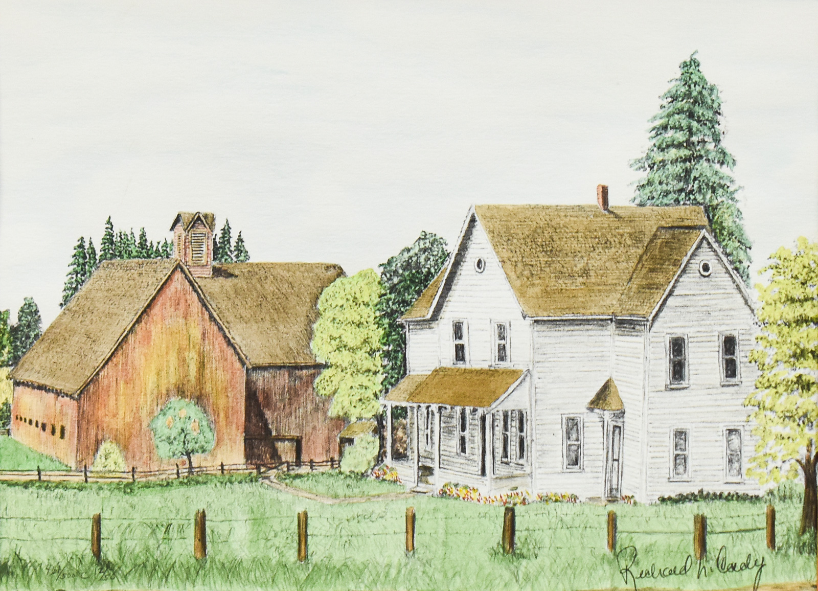 HESSE FARMS LITHOGRAPH BY RICHARD CADY 1977