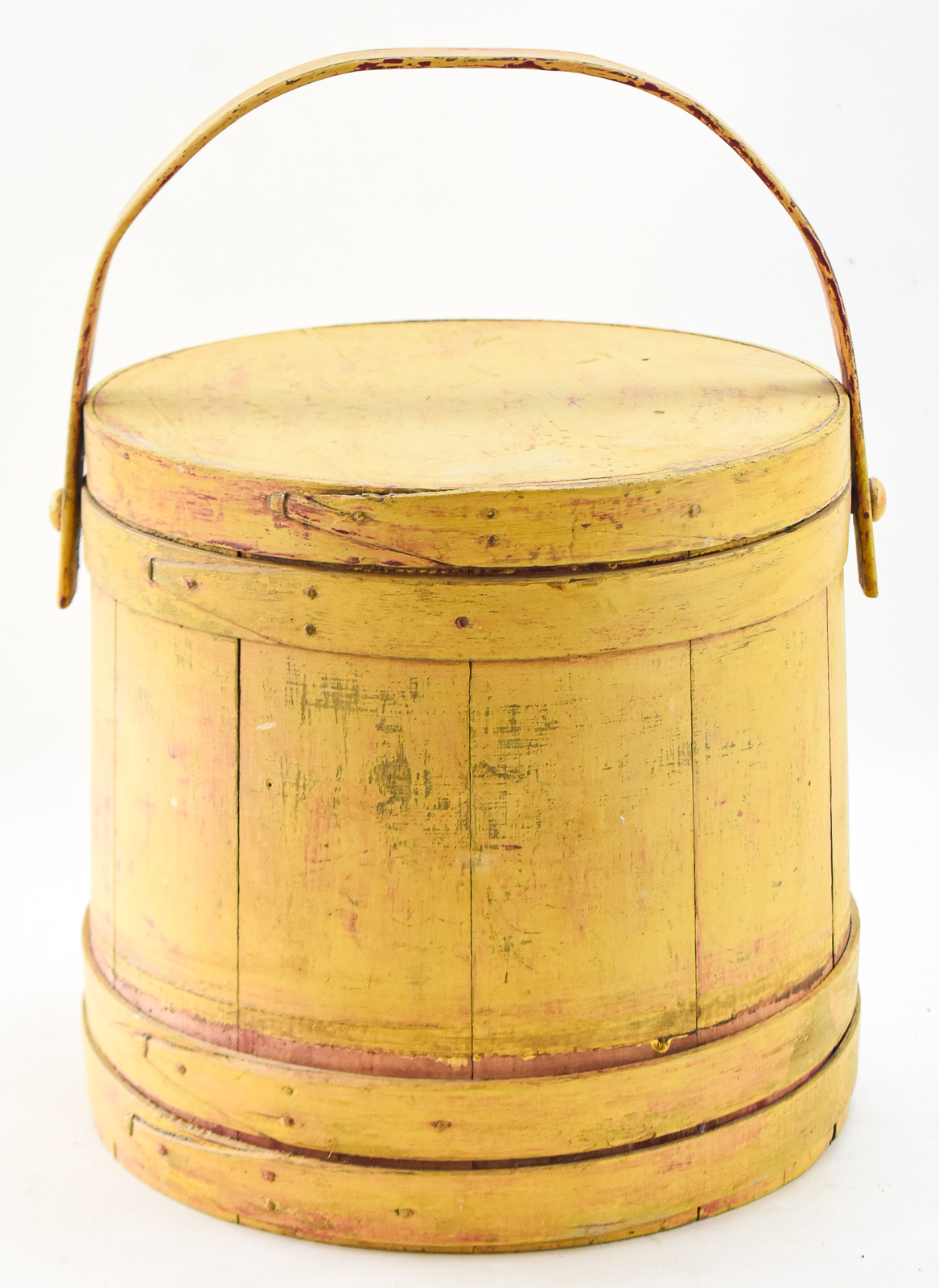 YELLOW WOODEN SUGAR BUCKET FIRKIN