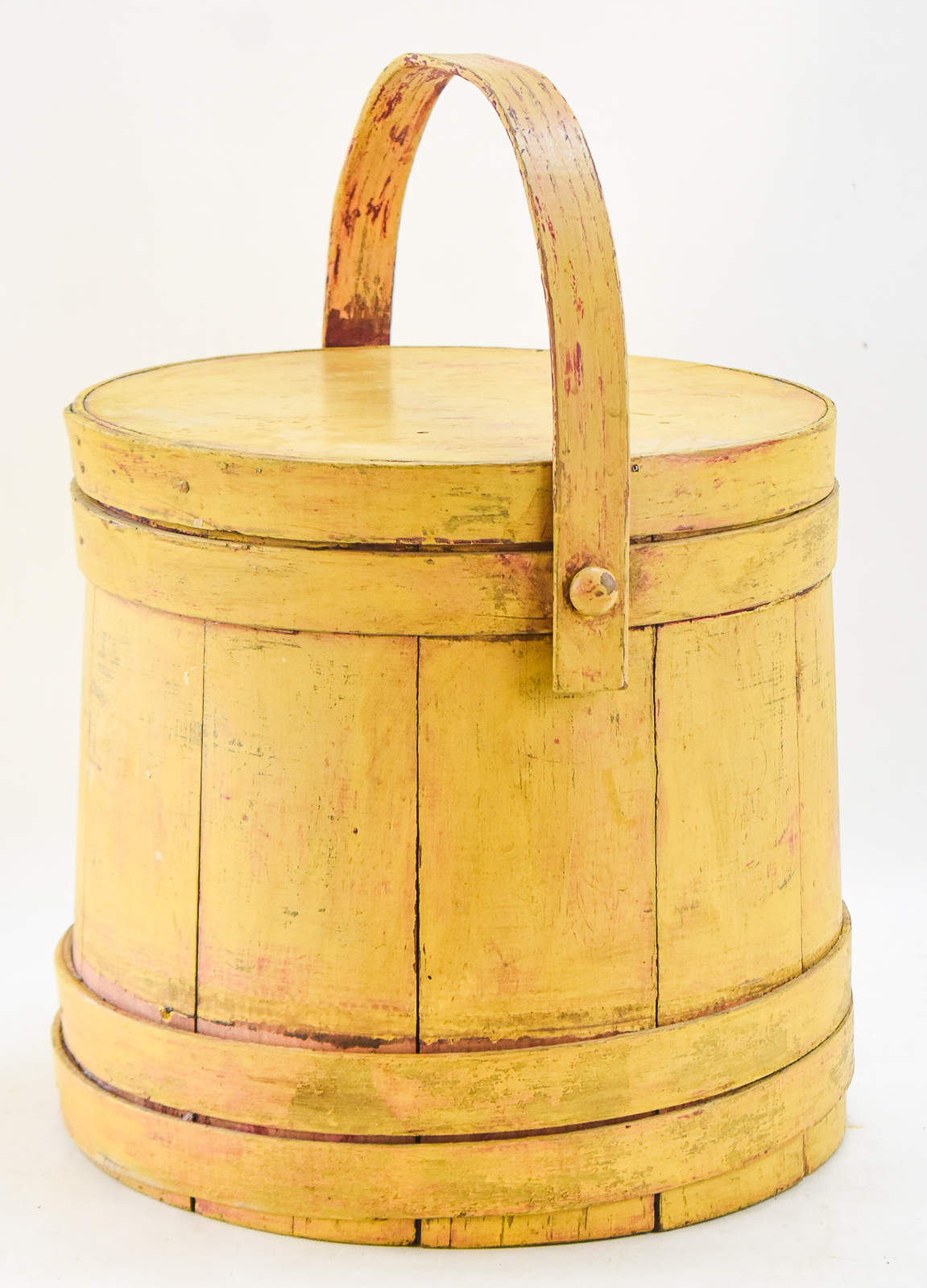 YELLOW WOODEN SUGAR BUCKET FIRKIN