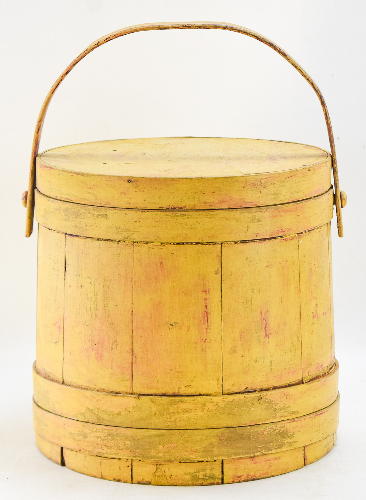 YELLOW WOODEN SUGAR BUCKET FIRKIN